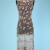 Robe longue 1970 en cigaline grise brodée de paillettes
