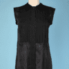 Chemisier vintage en soie noir et gros grain Lanvin