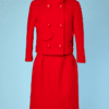 Tailleur 1960 en lainage rouge Pierre Cardin
