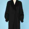 Manteau 1940-1950 en lainage noir brodé de paillettes