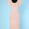 Robe 1940 de cocktail en tricot rose brodé de perles