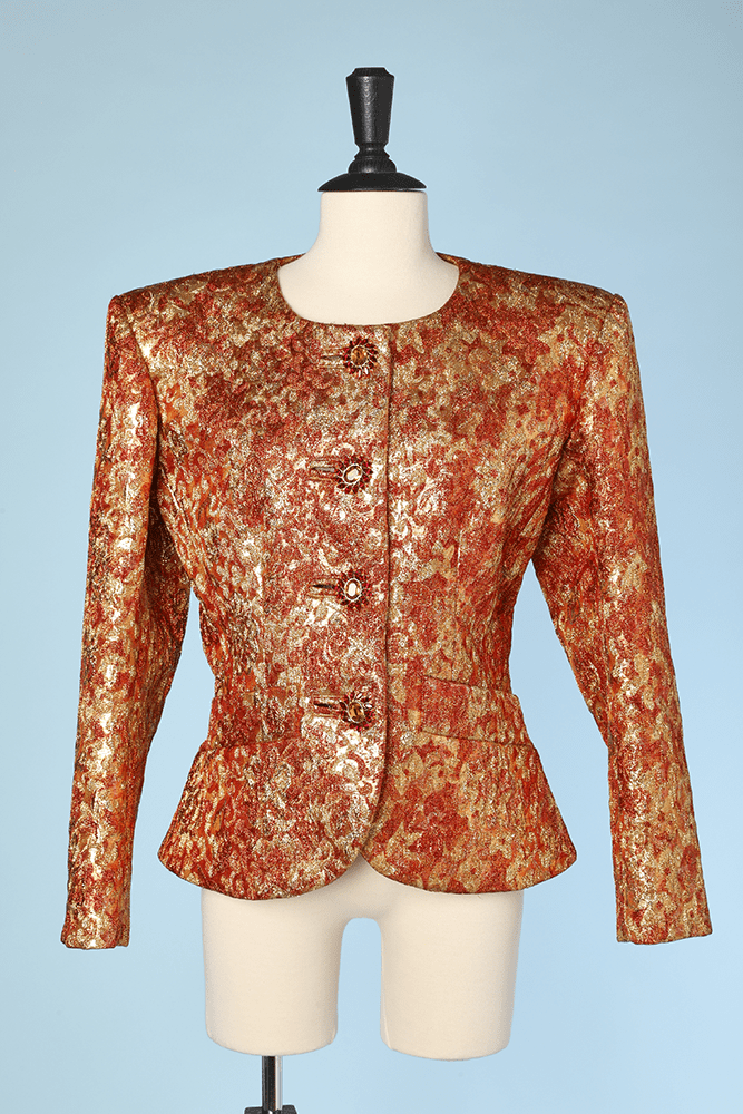 Veste 1980 en brocard de soie et lamé or Yves Saint Laurent