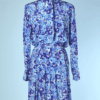 Robe 1980-90 en soie bleue imprimée de fleurs Yves Saint Laurent