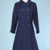 Tailleur manteau et jupe 1960 en jersey de laine marine