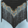 Châle 1930 triangle en lainage et tulle brodé
