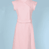 Robe rose en jersey de laine 1960/1970 griffée Courrèges hyperbole