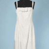 Robe 1960 en lin blanc brodé de perles blanches