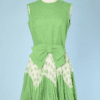 Robe 1960 en coton vert et blanc et pois verts