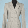 Veste 1980-90 en lainage gris à rayures Yves Saint Laurent