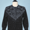 Gilet 1950 en laine noir brodé de perles et paillettes