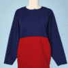 Pull 1970-80 en lainage marine et rouge Yves Saint Laurent