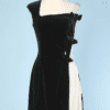 Robe 1990 en velours noir et satin blanc Thierry Mugler