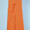 Pantalon 1970 en coton orange à carreaux blancs