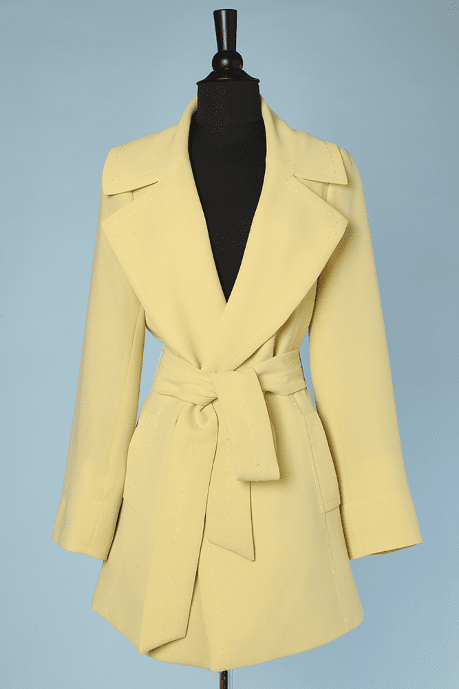 Veste 1970 en jersey de laine jaune pâle