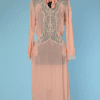 Chemise de nuit 1930  en mousseline de soie rose et dentelle incrustée