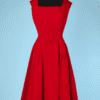 Robe 1950 en reps moiré rouge modèle Jacques Heim sur autorisation spéciale