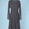 Robe 1970 en maille bleue et argent incrustée de strass  Pauline Trigère