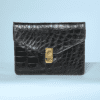 Pochette vintage clutch en croco noir Céline