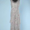 Robe 1930 en mousseline de soie imprimée avec quilles