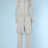 Tailleur pantalon 1970 tricoté en fils lurex argent