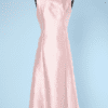 Robe longue 1960 en soie sauvage rose perlée au col