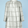 Manteau 1960 en soie sauvage bleu pâle perlé argent