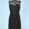 Robe 1960 en soie noire et dentelle guipure noire