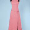 Robe longue 1970 en piqué de coton rose Courrèges