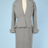 Tailleur 1940 en lainage à petits carreaux gris et blancs Jacques Fath