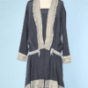 Robe d'été 1928 en soie bleu gris griffée Callot soeurs