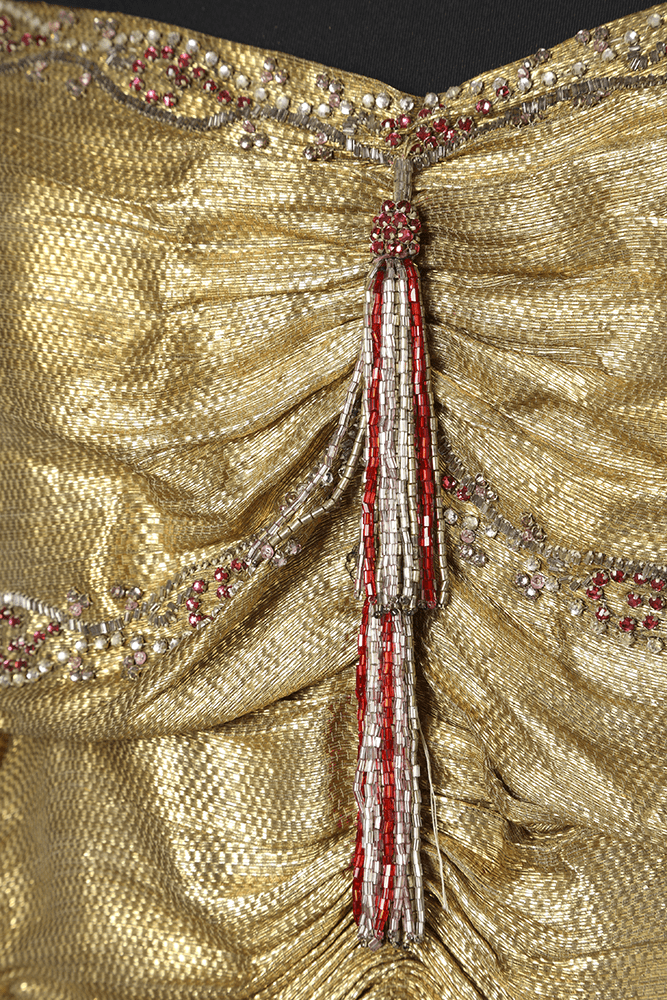 Robe 1920 lamé or avec strass et traîne – Image 2