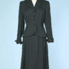 Tailleur jupe et veste 1940 en lainage vert bouteille
