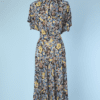 Robe 1940 en crêpe imprimé de fleurs multicolores
