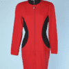 Robe 1970 en jersey de laine rouge et noir