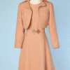 Tailleur robe 1960 en jersey de laine rose saumon