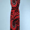 Robe du soir 1970 en velours imprimé psychédélique