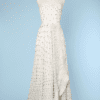 Robe bustier de bal 1950 en tulle blanc pailleté et perlé