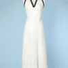 Robe longue 1970 en cuir blanc et satin noir