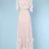 Robe longue 1900 en dentelle blanche et volants de dentelles