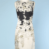 Robe vintage en satin blanc et noir imprimé de papillons, griffée Versace