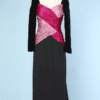 Robe couture Valentino du soir en velours noir et plissé satin rose