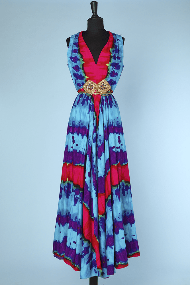 Combinaison pantalon 1970 en mousseline tie and dye