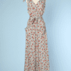 Combinaison pantalon 1930 en crêpe imprimé de fleurs et feuillages