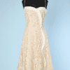 Robe 1950 en dentelle ivoire et piqué de coton blanc strassé