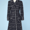 Tailleur manteau et jupe 1960 en lainage tissé à carreaux