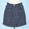 Mini jupe vintage en lainage tissé bleu Chanel