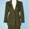 Tailleur en lainage vert 1980-90 griffé Yves Saint Laurent