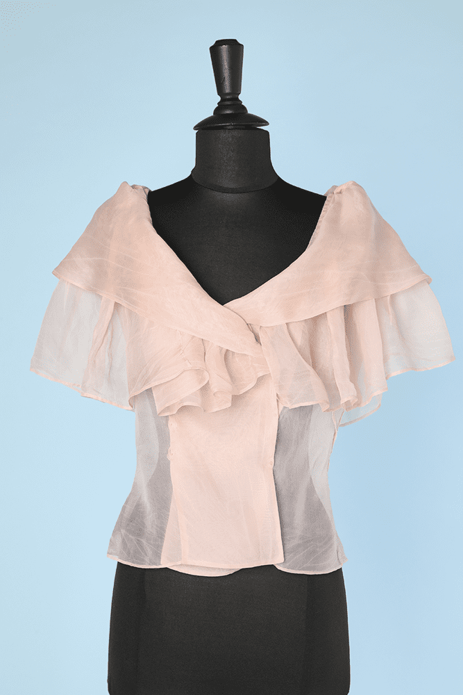 Chemisier 1950 en voile de soie rose