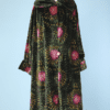 Manteau 1920 en velours noir imprimé fleurs multicolores