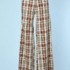 Pantalon 1970 en coton écossais écru vert rouge